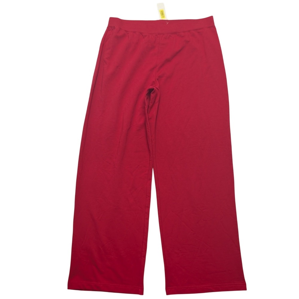 NWT Nottibianche Lounge Pants Womens Large Red Wide Leg Cotton Spandex Stretch